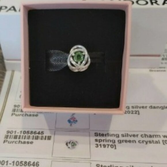 Authentic PANDORA Sterling Silver August Green Eternity Circle Charm 790065C03 - Picture 9 of 10